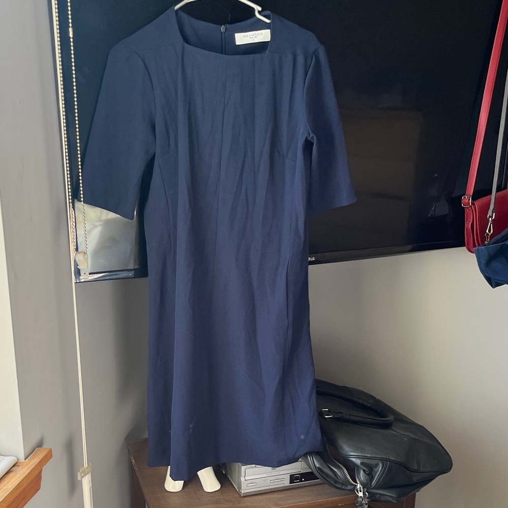 MM Lafleur Classic Navy Long Sleeve Dress
